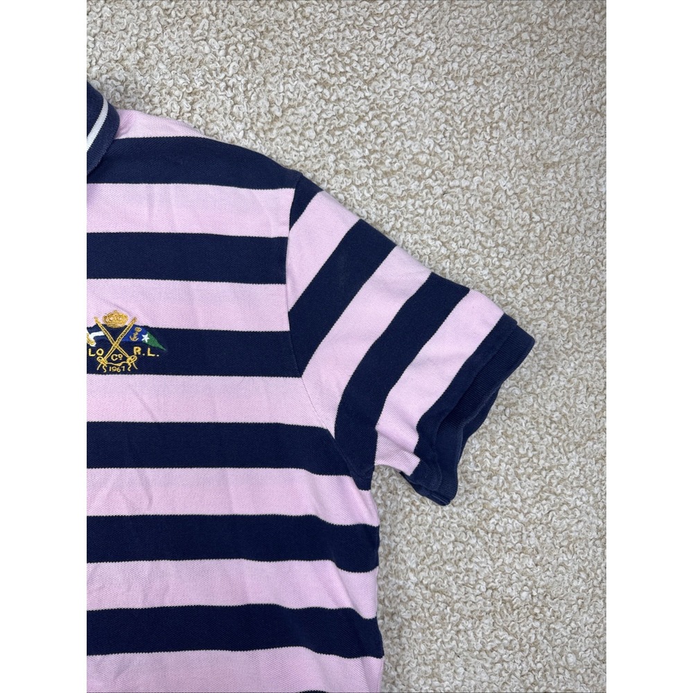 POLO RALPH LAUREN Yacht Club Blue Striped Polo Rugby Style Shirt Custom Fit XL - Picture 4 of 10